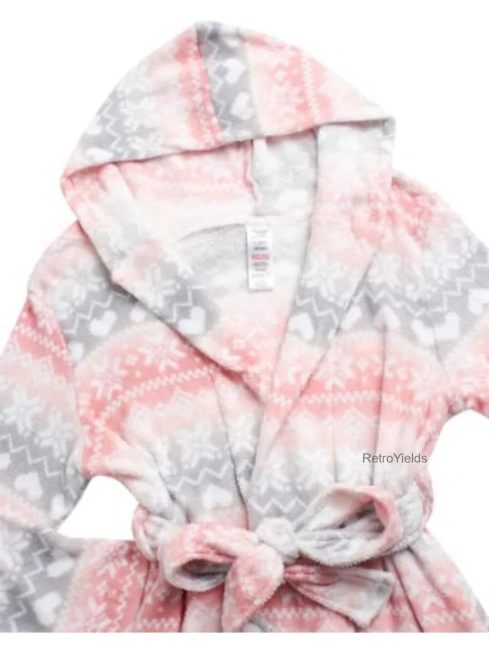 Girls Plush Fleece Hooded Robe with Tie Belt and Pockets